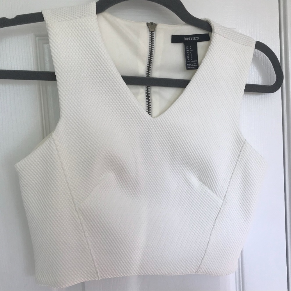 White Formal Crop Top
